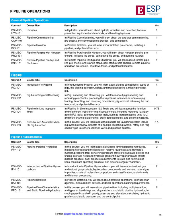 Pipeline Operations Training Course